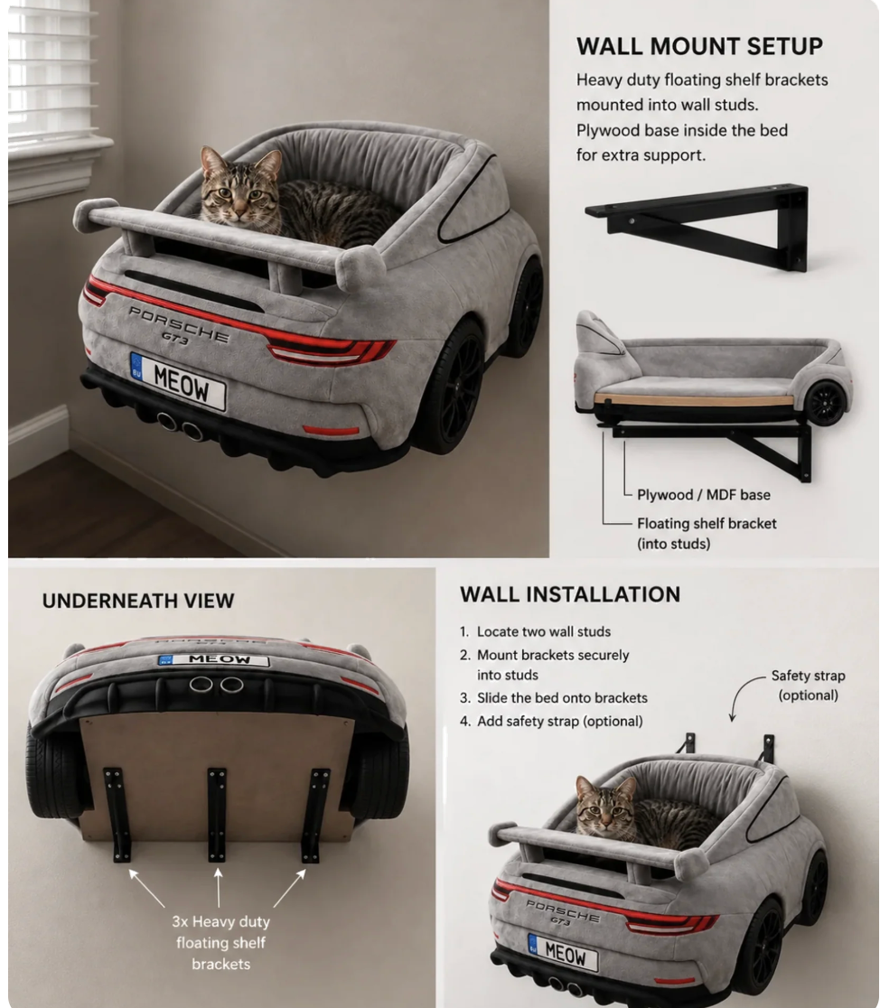 PAWSLASH™ Luxury Bed with Wall Mount